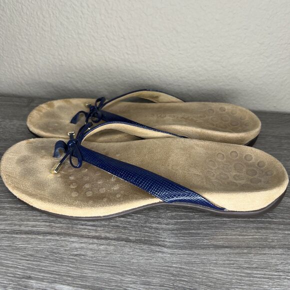 Vionic Flip Flop Shoes Sandals Bow Bella Women's 11? Navy Blue Comfort Support - Picture 2 of 11